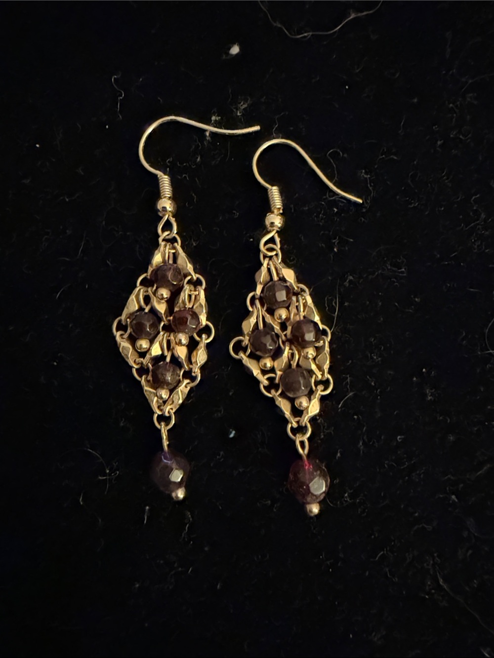 Lia Sophia  Drop Earrings with Deep Red Garnet Beads